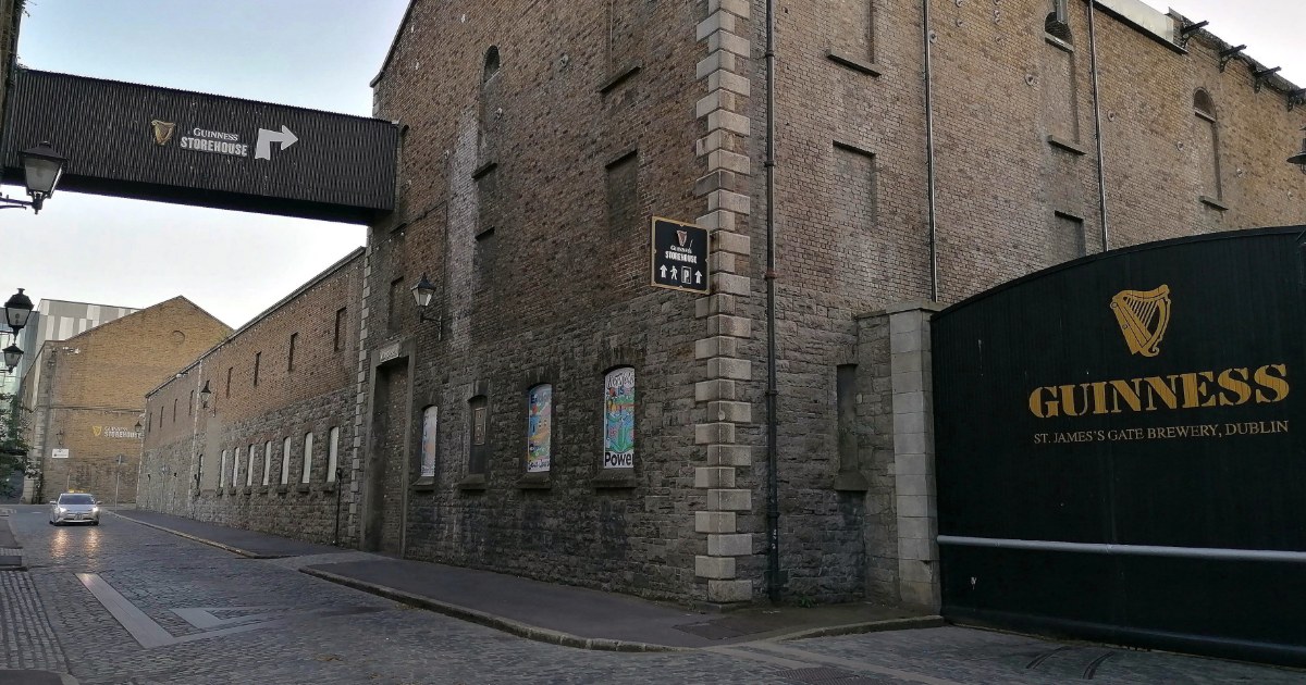 The St James’s Gate Brewery gate in Dublin, the registered address of one half of the split GUINNESS trademark registration