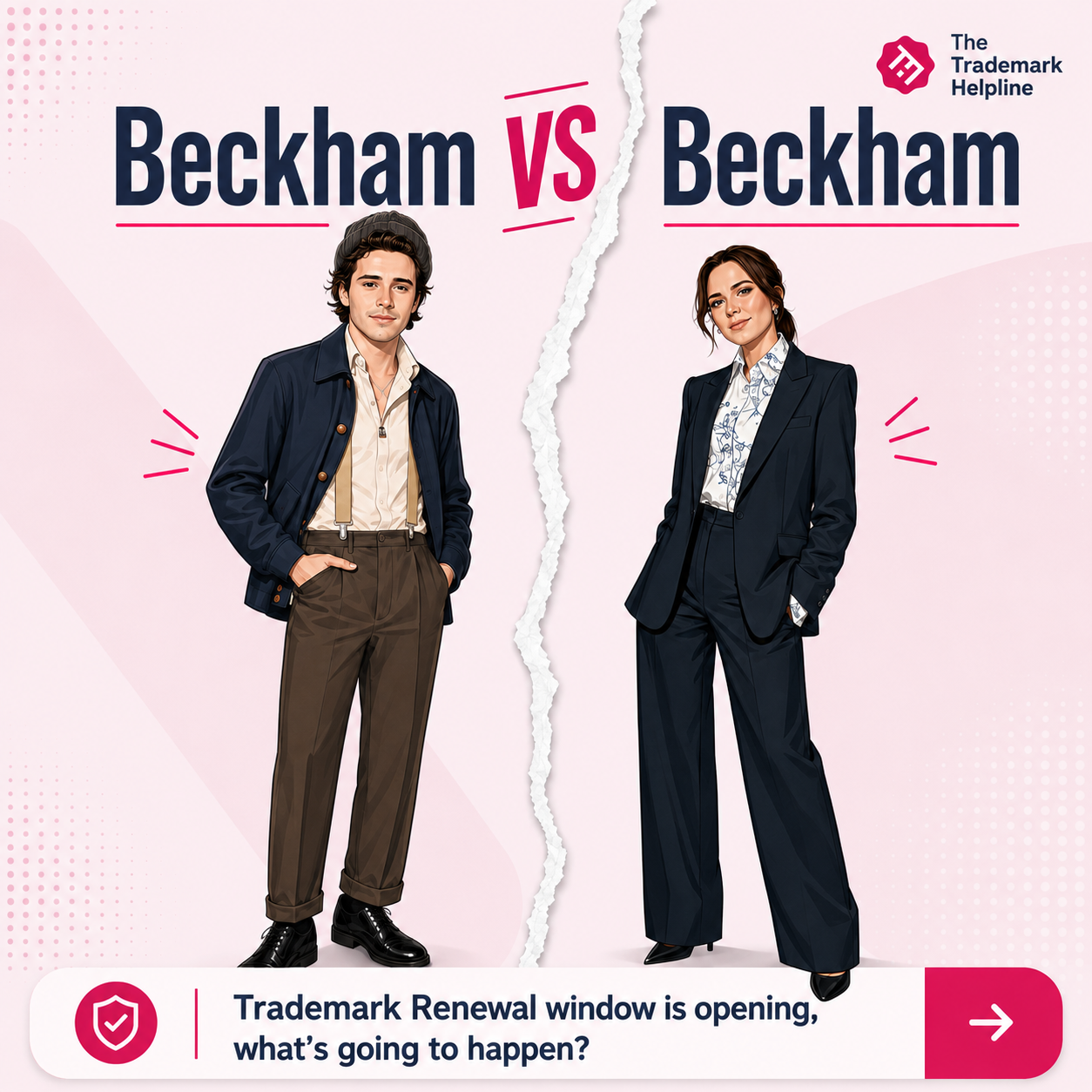 TMH illustration of Brooklyn and Victoria Beckham used to explain trademark ownership