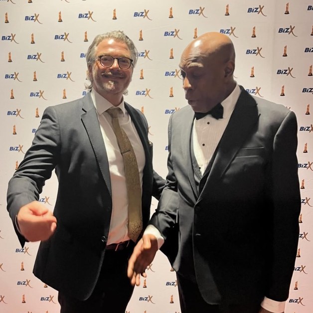 Jonathan Paton of The Trademark Helpline with Frank Bruno at an event