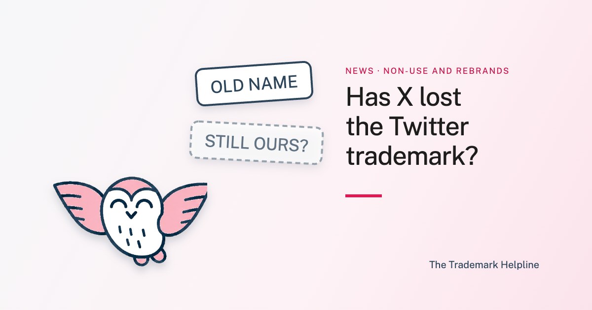 Temmy flying beside word tiles that read OLD NAME and STILL OURS?, with the title Has X lost the Twitter trademark?